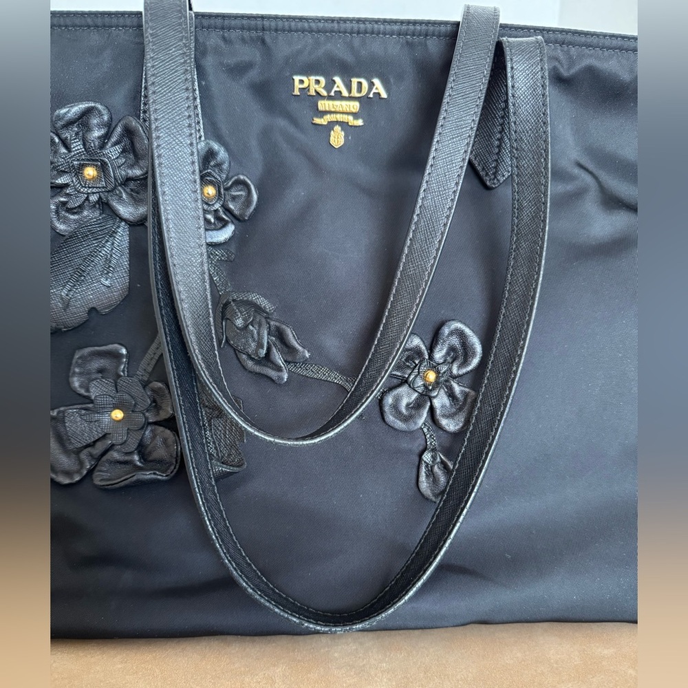 Prada Nylon Tote With Flowers - Picture 9 of 16